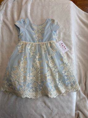 Pippa & Julie nwt 3T blue and white lace fancy dress special occasion toddler